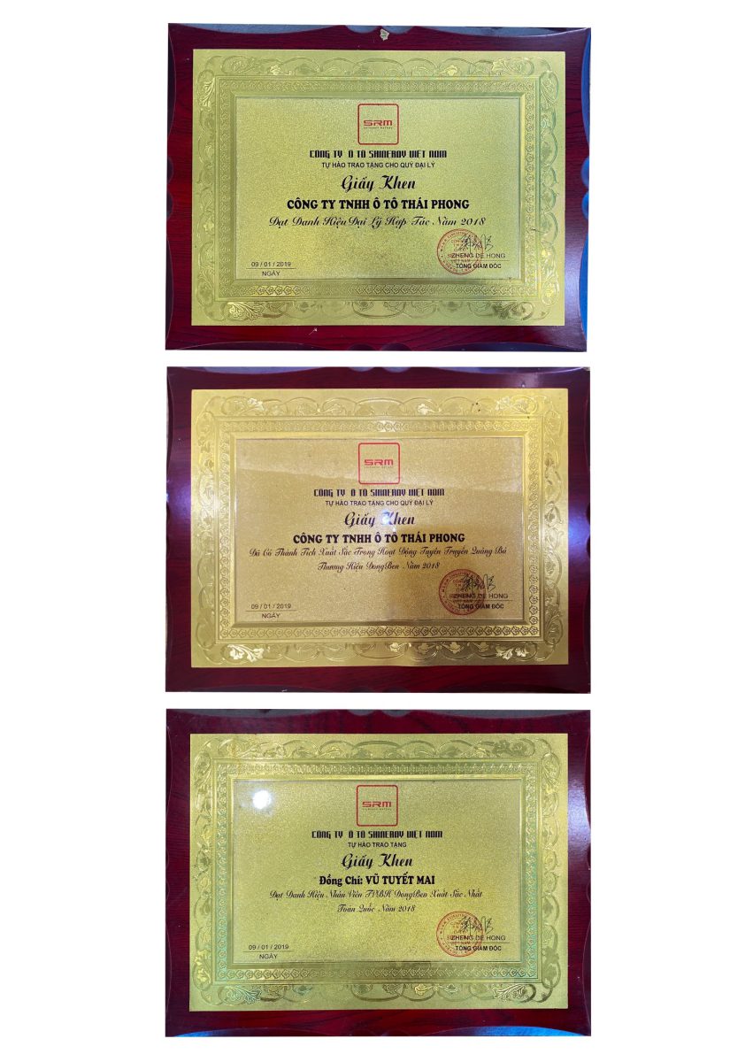 Danh hiệu và Giải thưởng ô tô Thái Phong