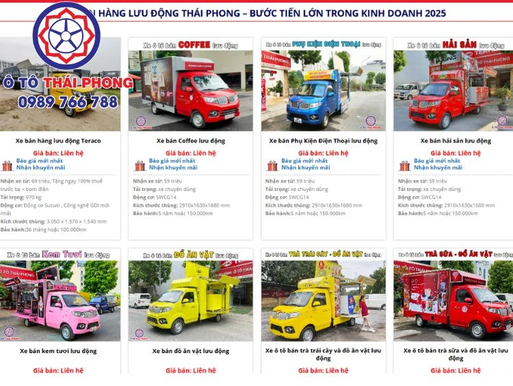 xe van bán hàng di động Một vài mẫu xe van bán hàng di động bán chạy tại Thái Phong