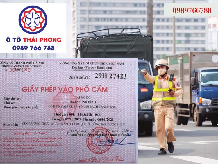 Xe tải nhẹ dưới 1 tấn Hồ sơ xin cấp giấy phép lưu thông trong khung giờ cấm.