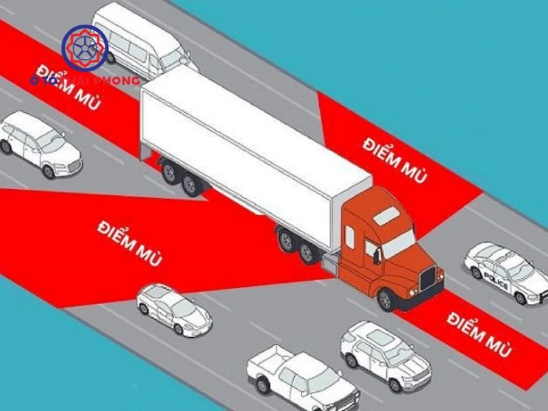 điểm mù xe tải Cách hạn chế điểm mù xe tải khi di chuyển ở Việt Nam